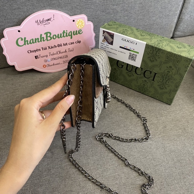 Túi xách nữ hoạ tiết chữ G 18cm có hộp