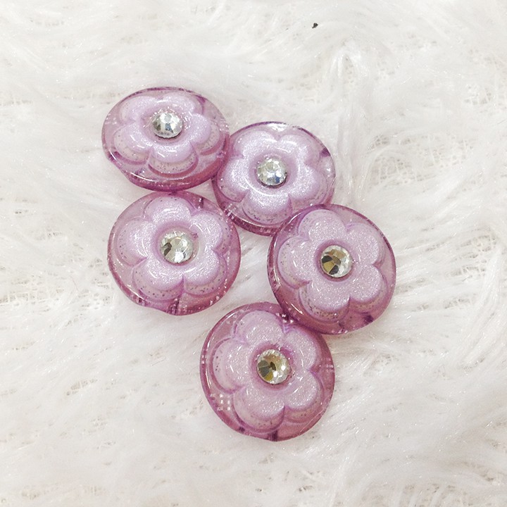 Nút áo bông mai 3d cúc khuy hoa đính đá xoàn nhiều màu dễ thương