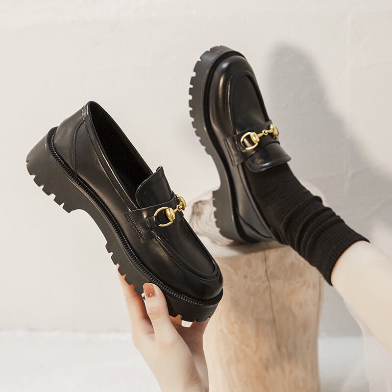 [ORDER 7-15ngày](SẴN36,37,38,39,40) Giày Oxford Lolita DA LÌ cao 3,5cm nữ phong cách thời trang cá tính mix khoá vàng