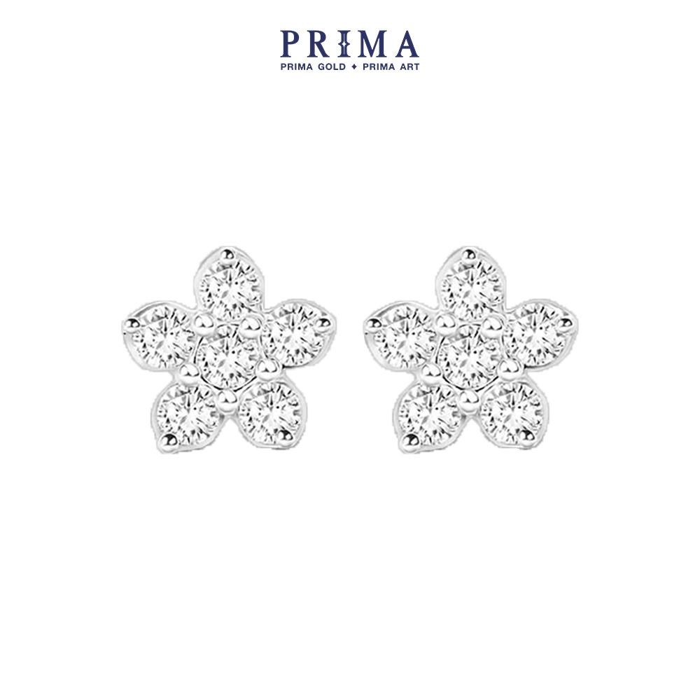 PRIMA Bông Tai Kim Cương - Vàng 18K - Hoa Tuyết - BST Impression - 105E0725