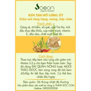 KEM TAN MỠ GỪNG ỚT/ 150 ML