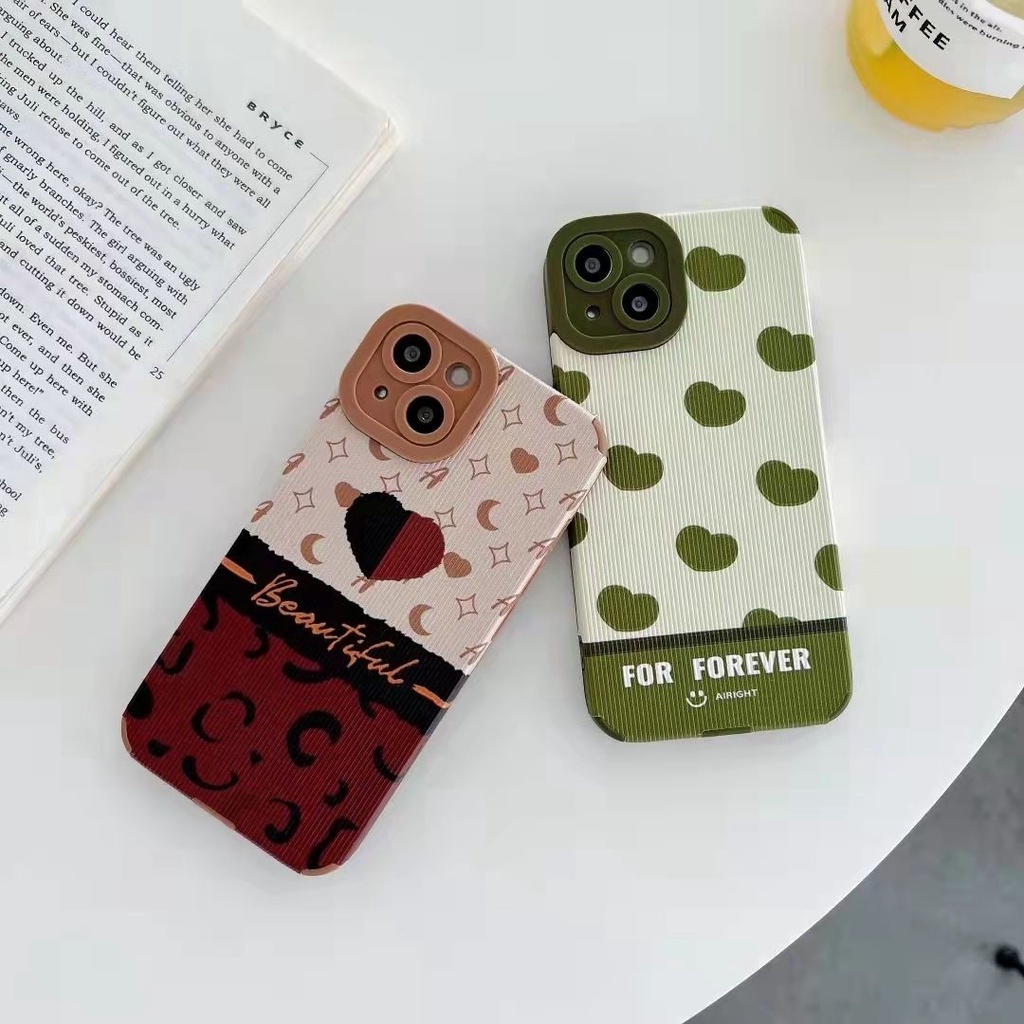 Ốp Điện Thoại Họa Tiết Trái Tim Màu Đen/Nâu Cho OPPO A16 A5 2020 A74 F7 F9 Reno5 6 5G RealmeC35 5 C11 2021 Narzo50A A15/A15S A54 A31 RealmeC21Y Reno 6Z A95 A94 A74 A3S A5S A7 A12 A53 A1K Reno5F Realm 8