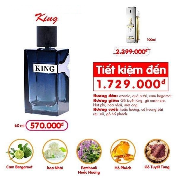 Nước hoa nam KING – NHẸ NHÀNG VÀ NAM TÍNH (60ML)