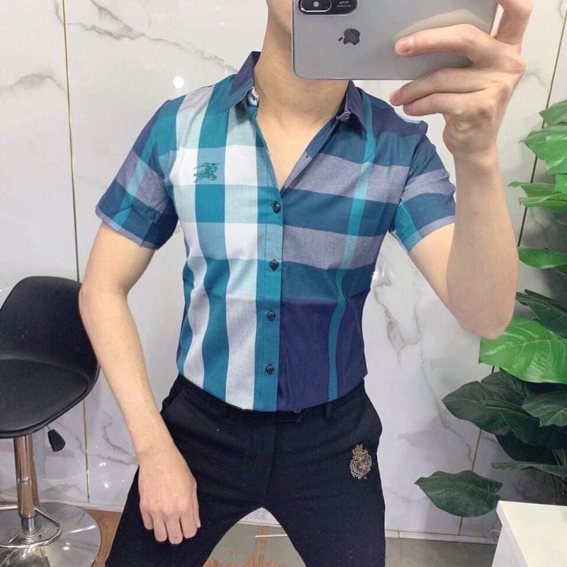 [HÀNG CAO CẤP] Áo sơ mi nam ngắn tay BBR kẻ nhiều màu caro ,chất liệu cotton thoáng mát, không nhăn, không bai xù