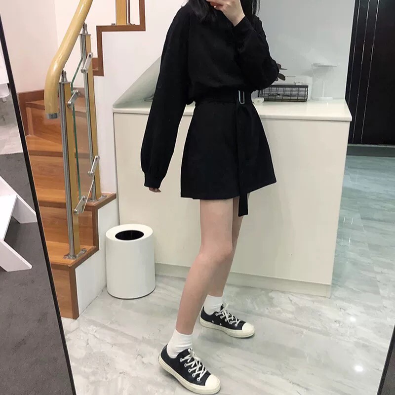 (tặng dây thắt) VÁY NỈ TAY BỒNG THẮT EO + SUÔNG ULZZANG | BigBuy360 - bigbuy360.vn