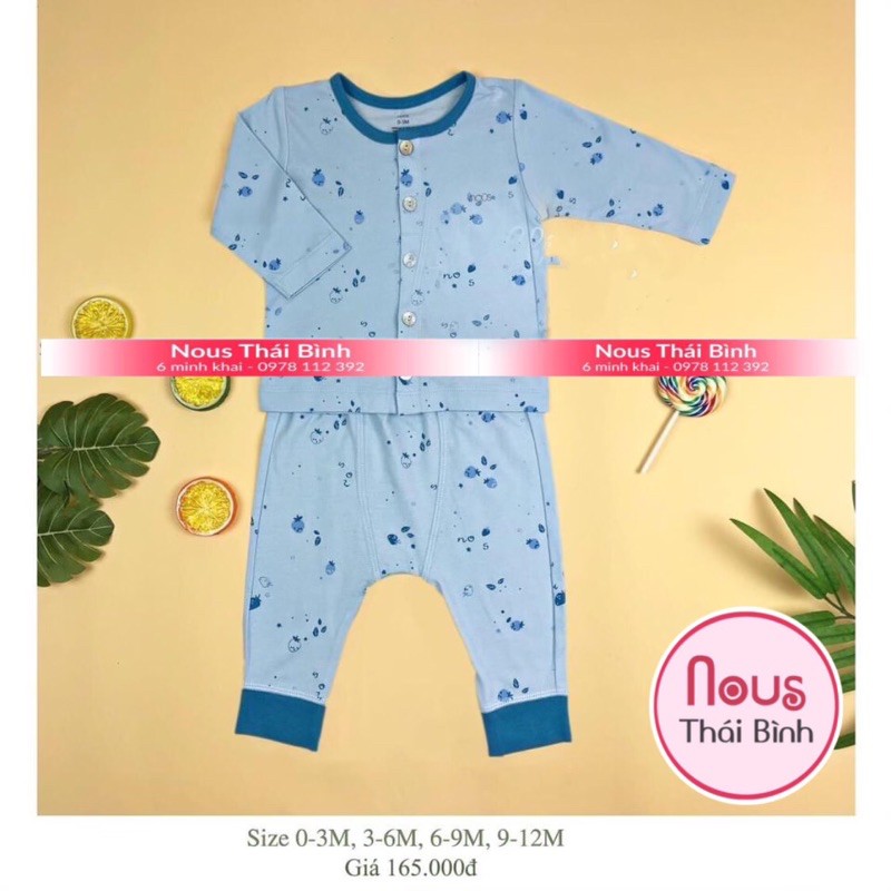 Bộ dài tay xanh lơ Nous petit sz 0-12M