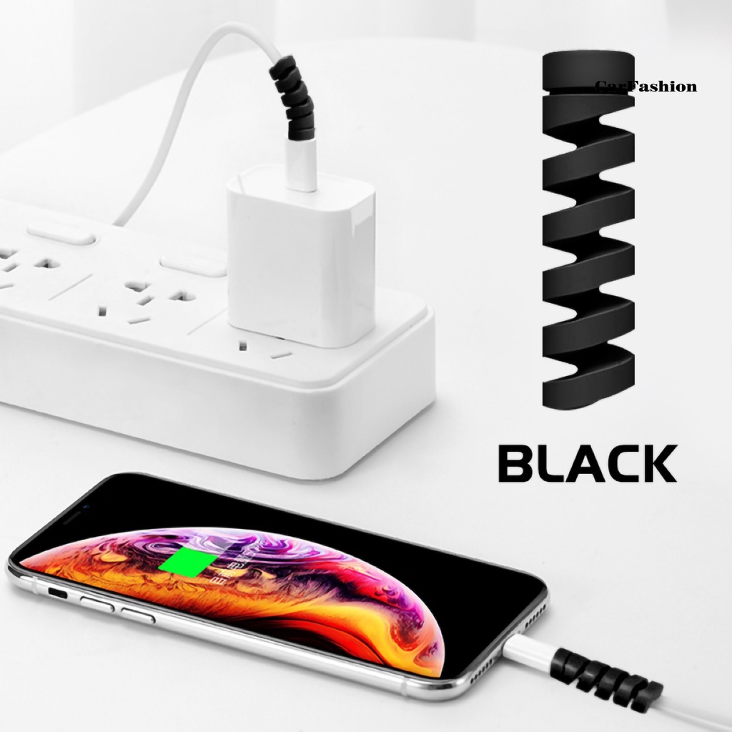 Set 12 Phụ Kiện Bảo Vệ Dây Cáp Sạc Bằng Silicon Dẻo Màu Trơn Chống Mòn Tiện Dụng