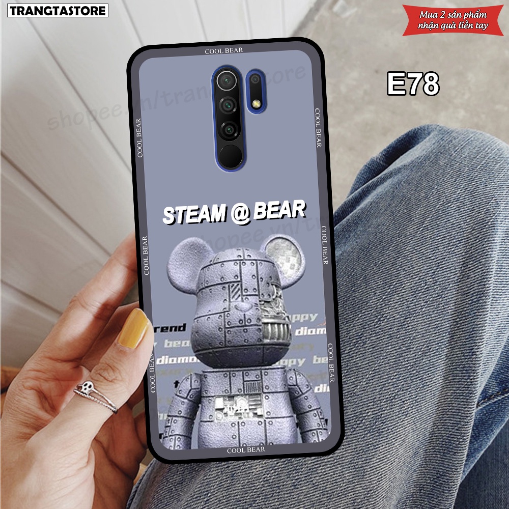 Ốp Xiaomi Redmi 9 in hình gấu Bearbrick,Metal Style,Doremon siêu dễ thương chất lượng