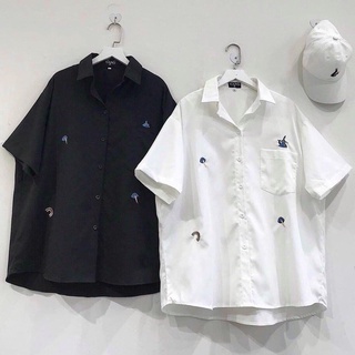 Áo sơmi tay ngắn unisex Homies thêu icon