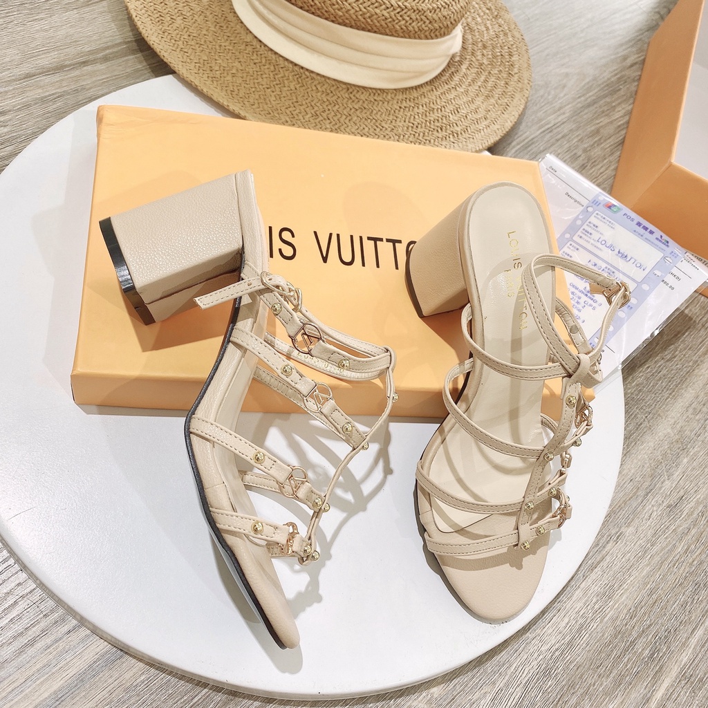 Sandal cao gót LV hàng QC fullbox