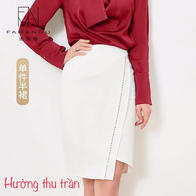 Chân váy bút chì công sở gấu lệch trần chỉ trẻ trung
