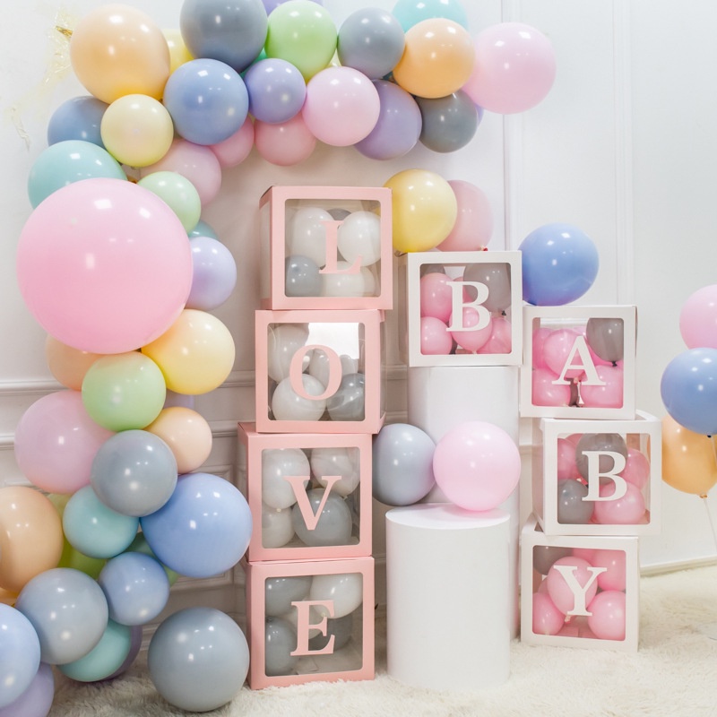 Set 4 Hộp Đựng Bong Bóng Trong Suốt Dùng Trang Trí Tiệc Sinh Nhật/ Đám Cưới DIY