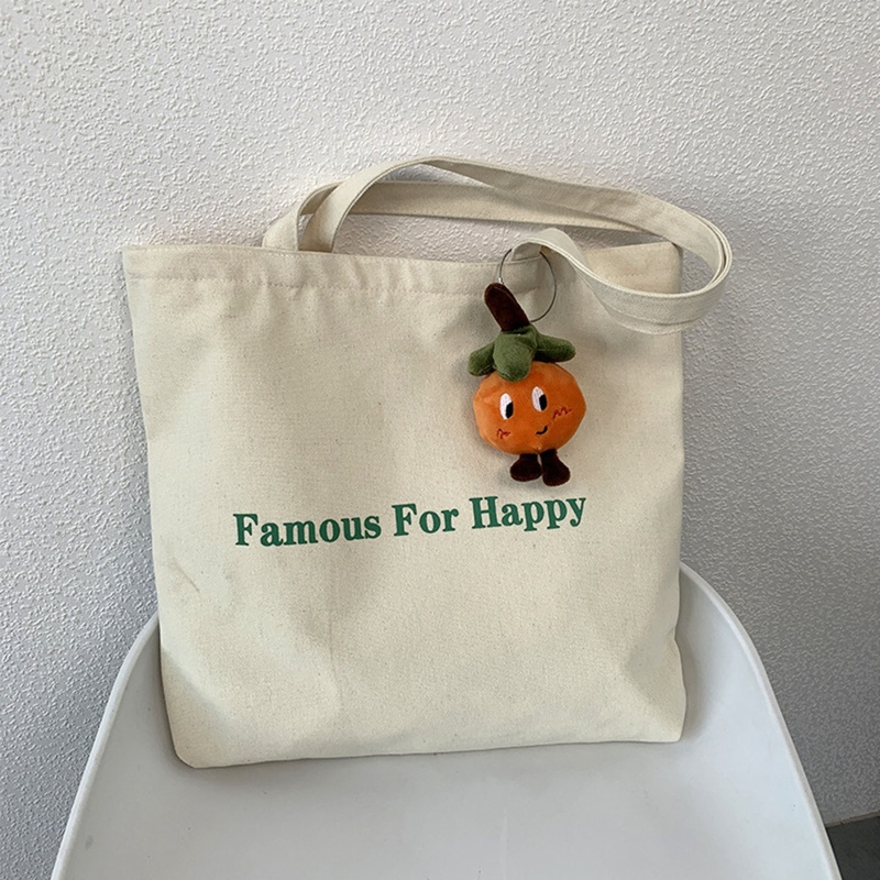 Túi Tote Canvas Có Khóa Kéo Và Ngăn Bên Trong In Chữ Tiện Dụng