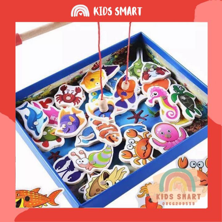🍎🍎CAO CẤP🍎🍎 Đồ Chơi Bộ Câu Cá Đại Dương Bằng Gỗ 32 Chi Tiết Có Bể Câu Cho Bé