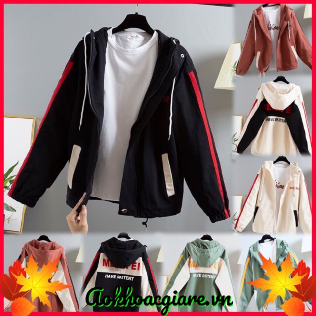 Áo khoác kaki nữ in chữ Mei có ảnh thật