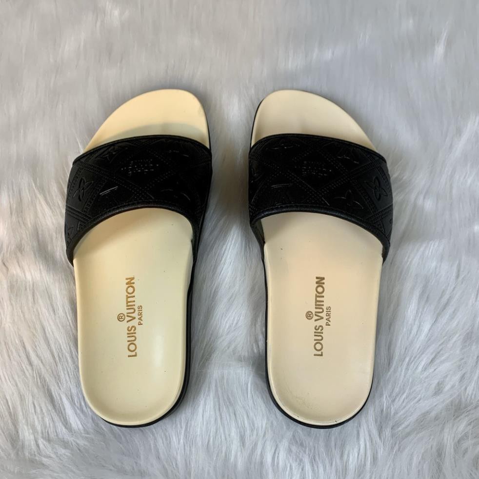 Dép quai ngang LOUIS VUITTON dép Unisex nam nữ đế cao su êm chân bền chắc thời trang HỌA TIẾT QUAI DA