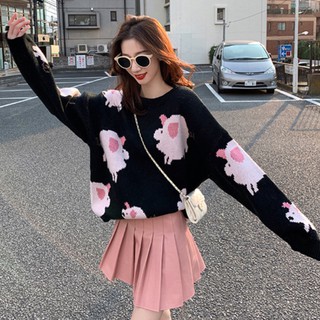 Áo len heo hồng vintage oversized