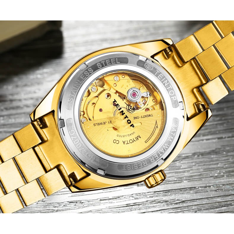 ĐỒNG HỒ NAM CHÍNH HÃNG TEINTOP T7007-1 hàng mới,Kính sapphire ,chống xước,Chống nước,máy cơ(Automatic),Bảo Hành 12 Tháng