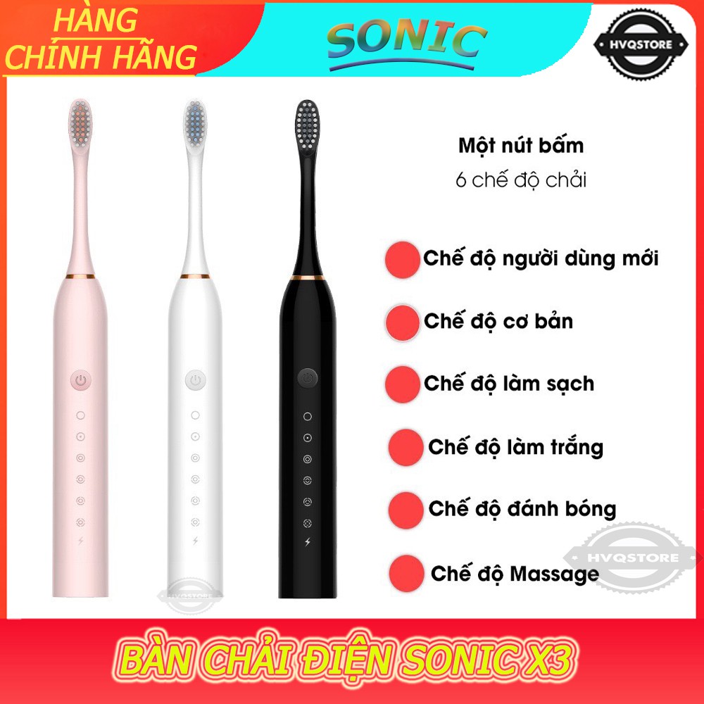 [CHÍNH HÃNG ] BÀN CHẢI ĐIỆN SONIC X3 SẢN XUẤT TIÊU CHUẨN CHÂU ÂU VỆ SINH RĂNG MIỆNG TRONG TÍC TẮC