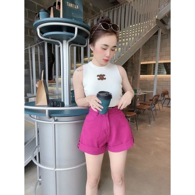 Quần sooc bò vấn gấu chun eo màu sắc