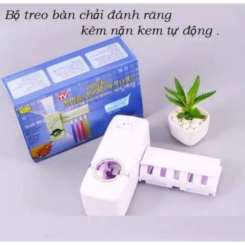 Dụng cụ lấy kem đánh răng tự động kèm giá để bàn chải đánh răng