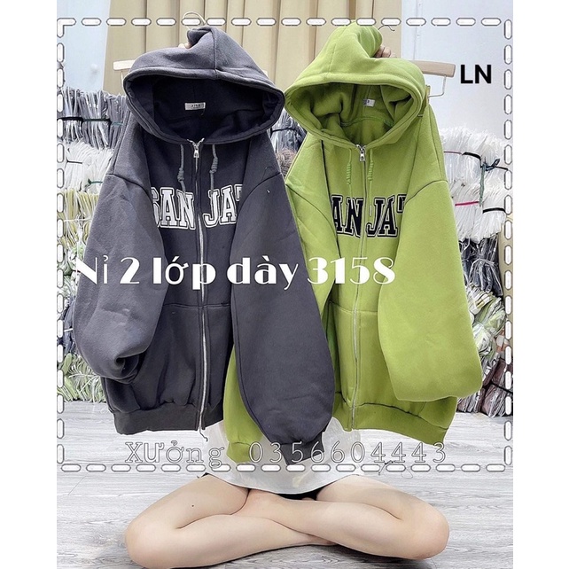 Áo khoác nỉ cotton SAN JAT LN12