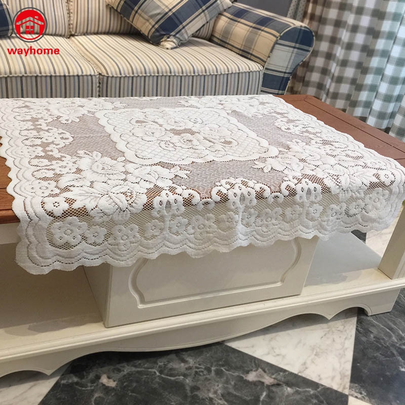 Khăn trải bàn vuông chất liệu Polyester thêu ren có thể giặt máy