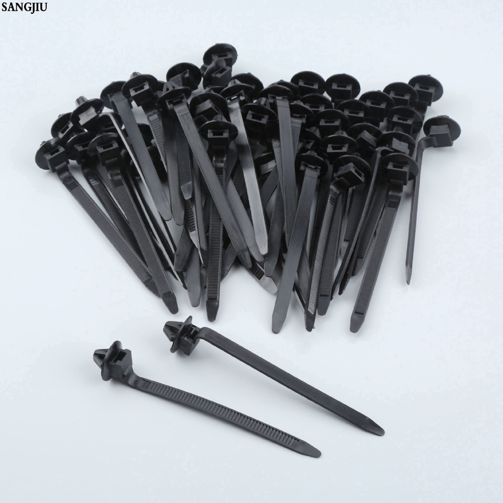 Set 50 Dây Đai Nylon Màu Đen Kẹp Cố Định Dây Cáp Cho Xe Hơi