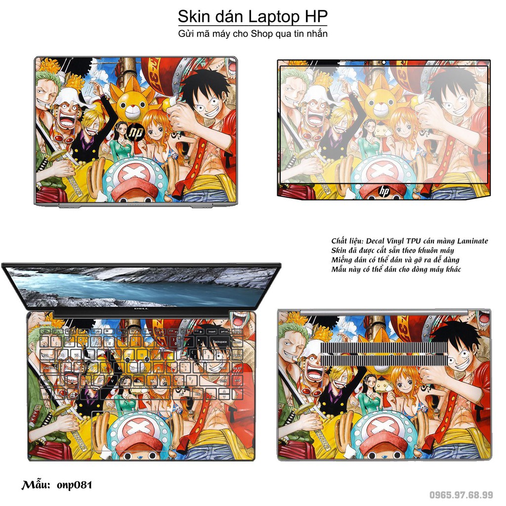 Skin dán Laptop HP in hình One Piece nhiều mẫu 7 (inbox mã máy cho Shop)