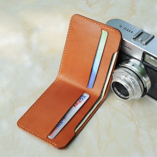 Ví mini Da bò tối giản - Đồ da Handmade - Màu vàng bò