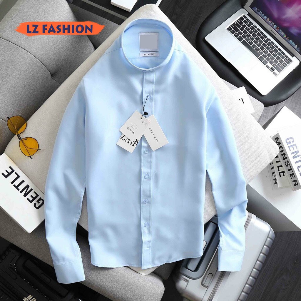 Áo sơ mi nam cổ trụ tay dài vải kate lụa cao cấp nhiều màu ít nhăn - LZ FASHION - STT002