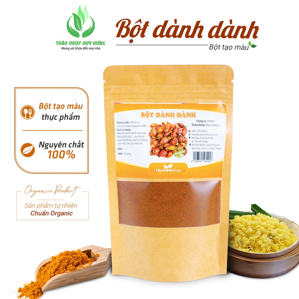 Bột dành dành nguyên chất tạo màu vàng cho thực phẩm - Bột tạo màu tự nhiên làm bánh, nấu xôi - Huyền Hà Shop