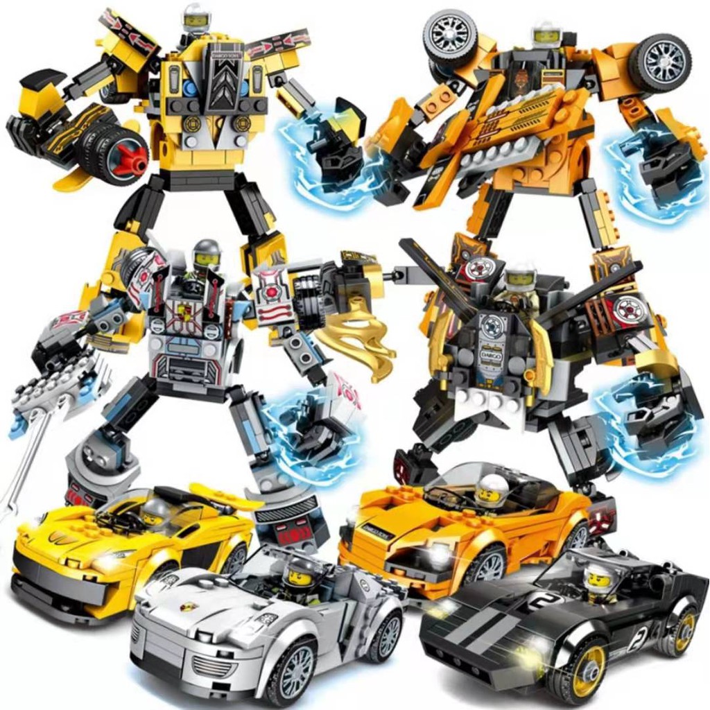 Đồ chơi lego xếp hình lắp ráp wangao 7021~7024 - xe hơi biến hình người máy