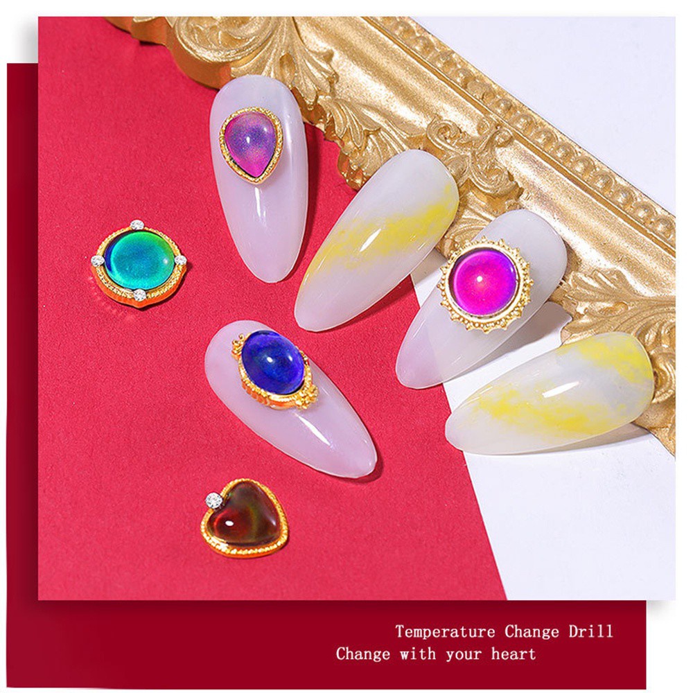 Đá Opal Hình Giọt Nước Thay Đổi Màu Theo Nhiệt Độ Trang Trí Móng Tay