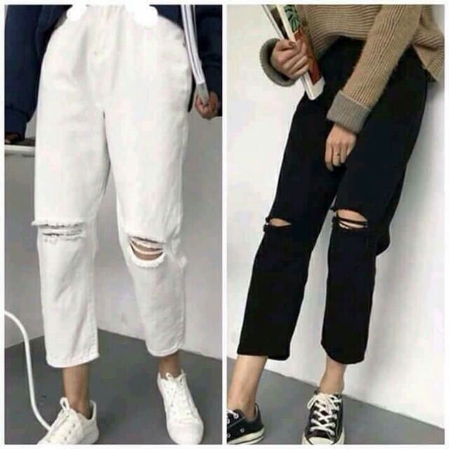 Quần kaki cạp chun rách gối