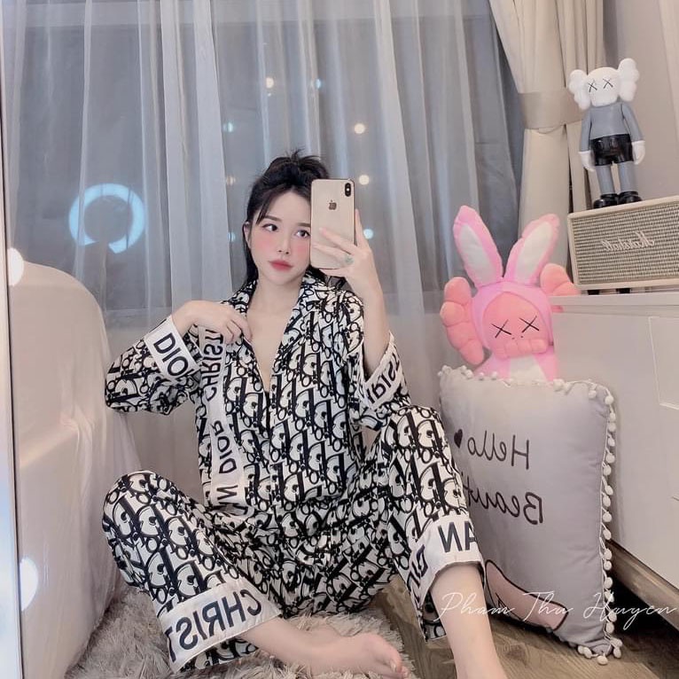 Bộ đồ ngủ nữ chất liệu lụa cao cấp, đồ mặc nhà nữ