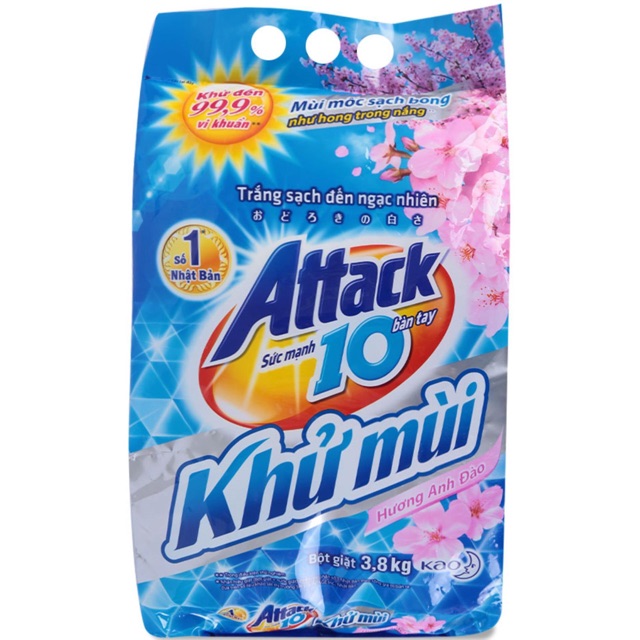 BỘT GIẶT ATTACK KHỬ MÙI HƯƠNG OẢI HƯƠNG 4,5KG