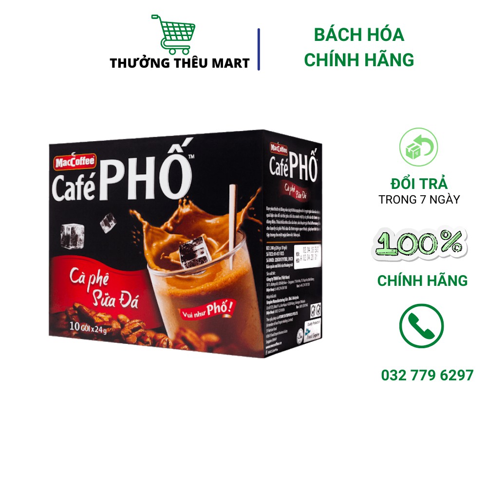 Cà phê Phố Sữa Đá (10 gói x 24g) /Đen đá(10 gói x 16g) MacCoffee bao bì mới | BigBuy360 - bigbuy360.vn