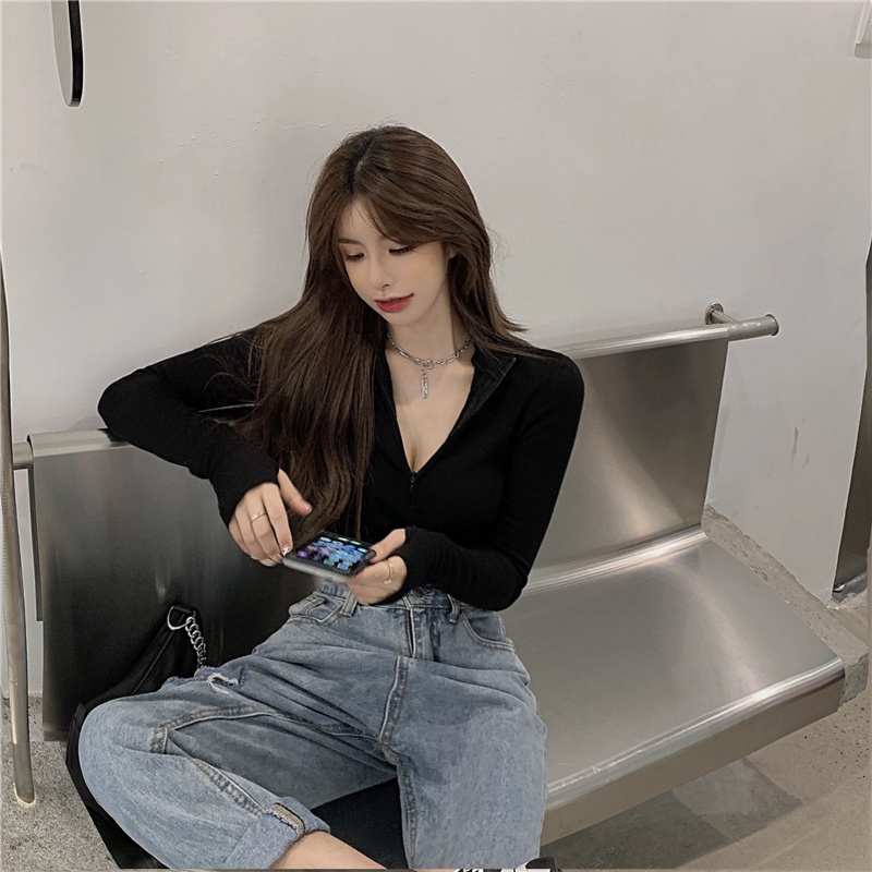 Áo thun ZHELIHANGFEI dài tay dáng ôm thời trang quyến rũ dành cho nữ