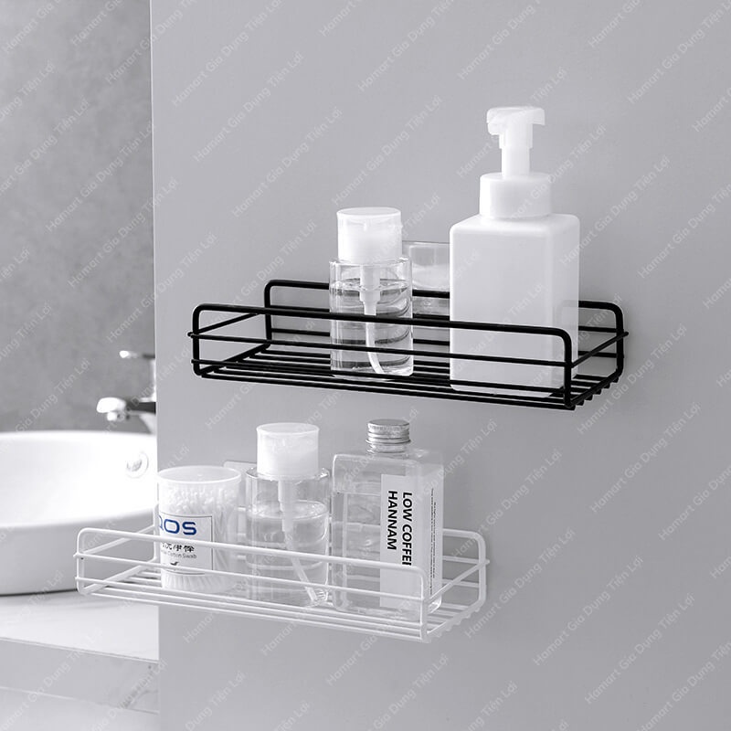 Kệ Kim Loại Dán Tường Siêu Dính Giá Để Đồ Phòng Tắm Nhà Bếp Treo Tường Đa Năng Tiện Lợi