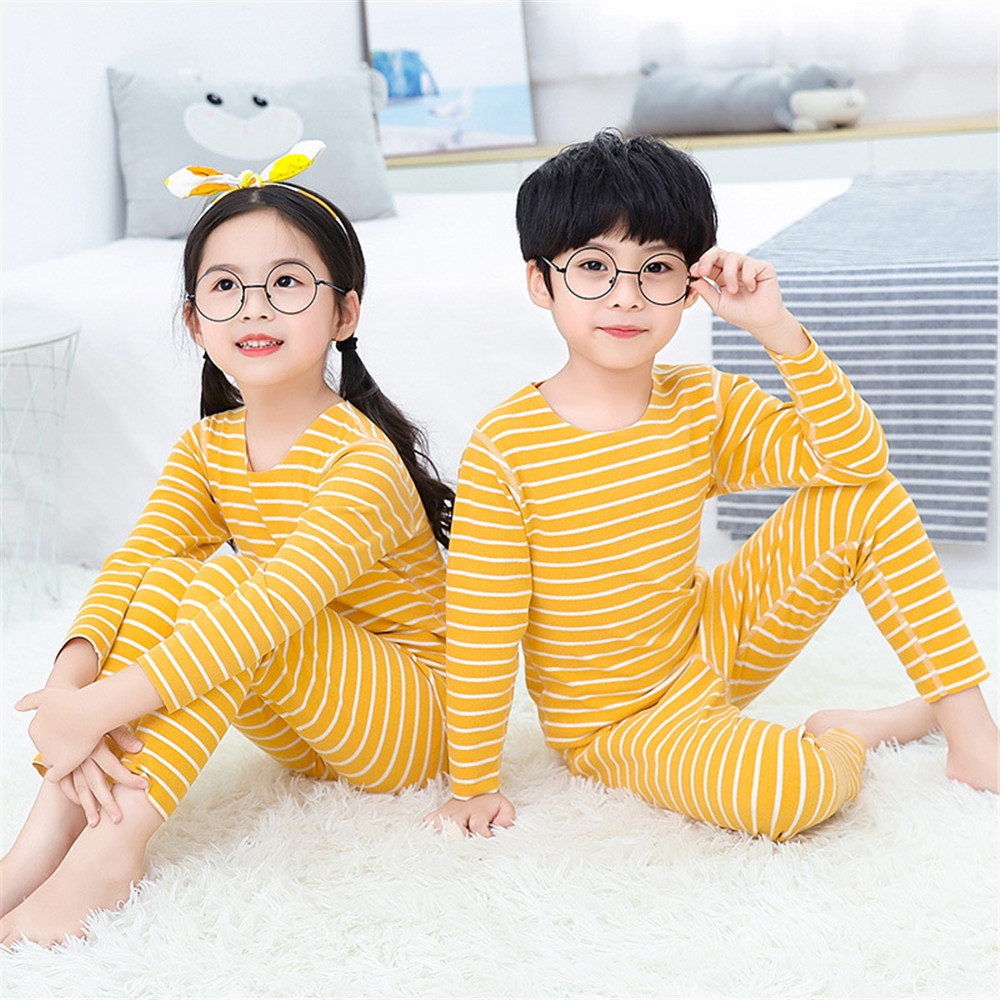 Bộ Đồ Ngủ 100% Cotton Họa Tiết Sọc Ngang Dành Cho Bé Trai 3-10 Tuổi