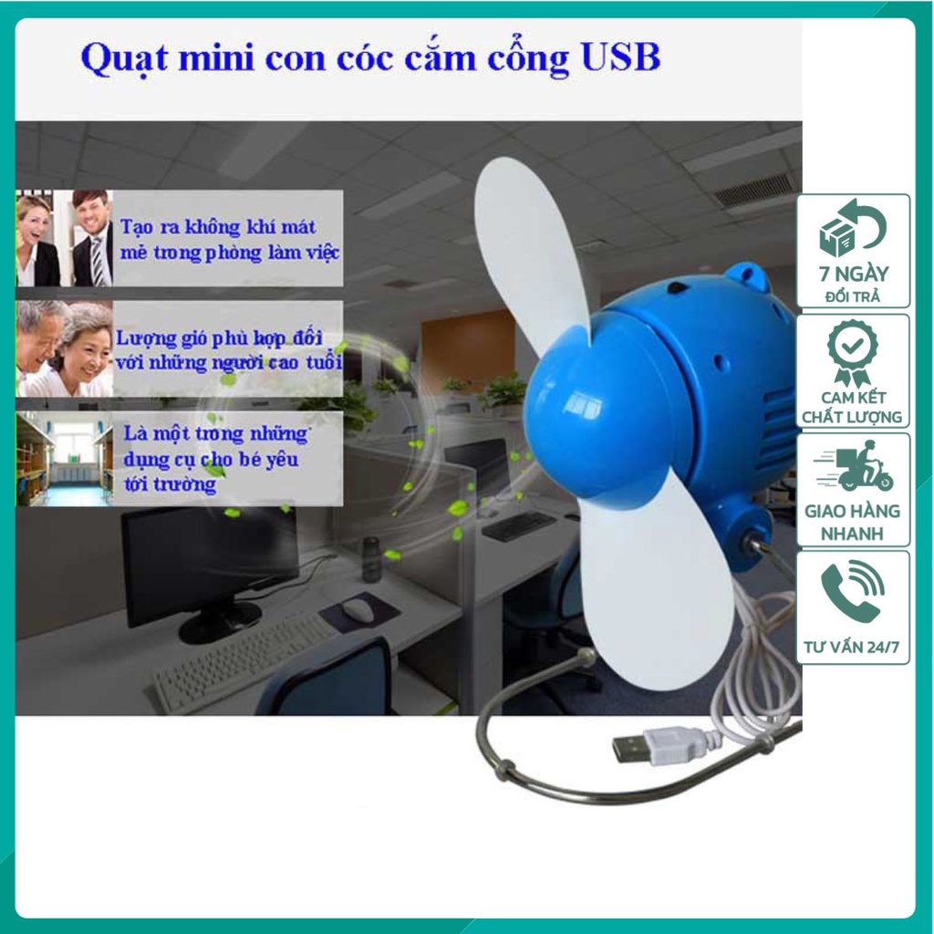 Quạt con cóc mini cắm cổng USB 5v, Quạt văn phòng siêu mát