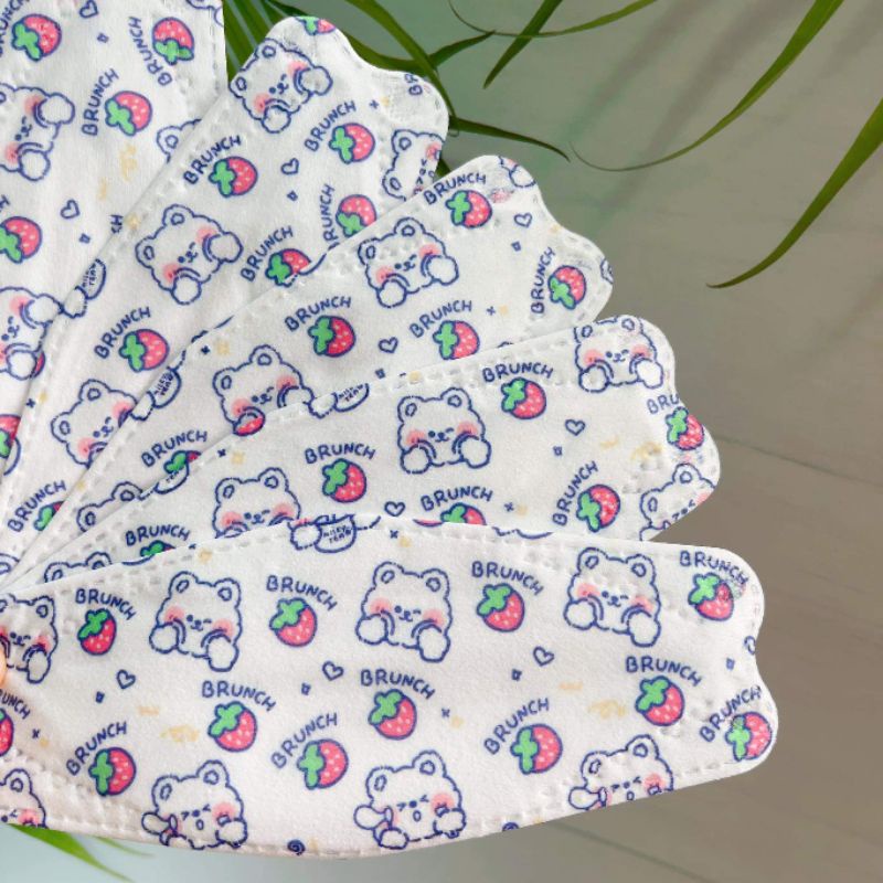 Hàng Sẵn - Gói 10 Chiếc Khẩu Trang In Hình Gấu Dễ Thương Size Người Lớn