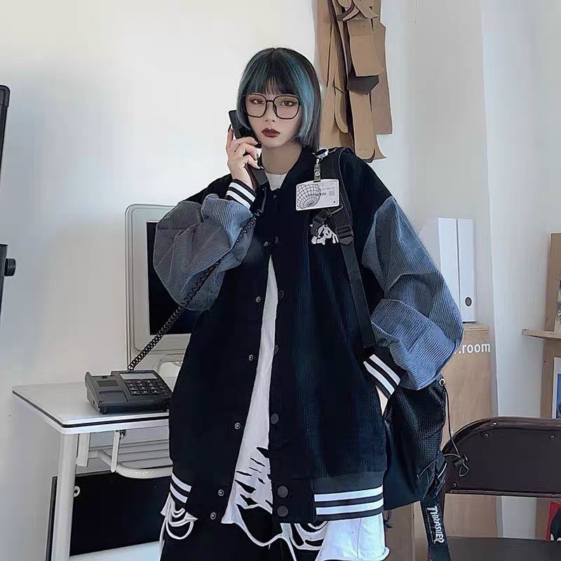 Áo Khoác Nhung Gân Kiểu Bomber Thêu Logo ZOMBIE Cực Đẹp
