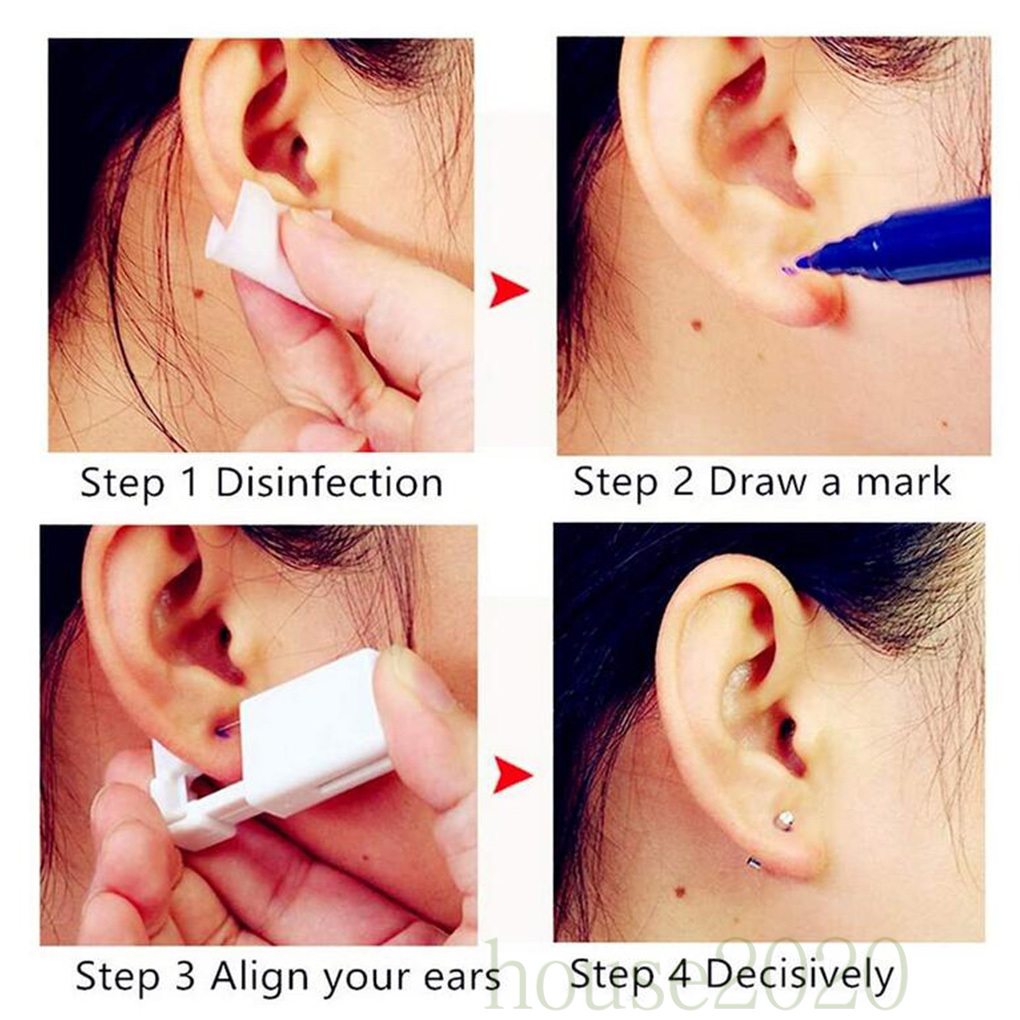 [Hàng mới về] Set 6 dụng cụ xỏ khuyên tai dùng một lần kèm phụ kiện tiện dụng 2020