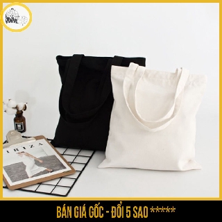 Túi vải tote nữ Canvas trơn trắng,đen có khóa kéo - Săn Nón Đẹp