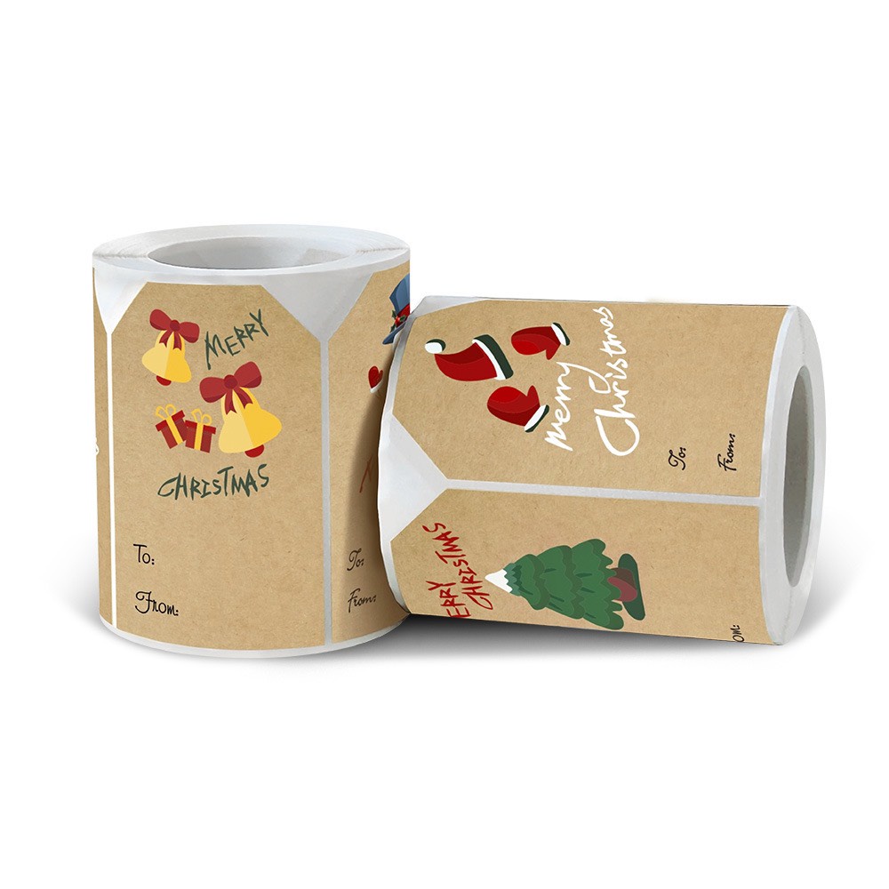 [Mới Về] Cuộn (250 tem) Sticker Thank You Hình Chú Mèo &amp; Noel Xinh Xắn Trang Trí/ Quà Tặng/ Gói Hàng (7.5x5cm)