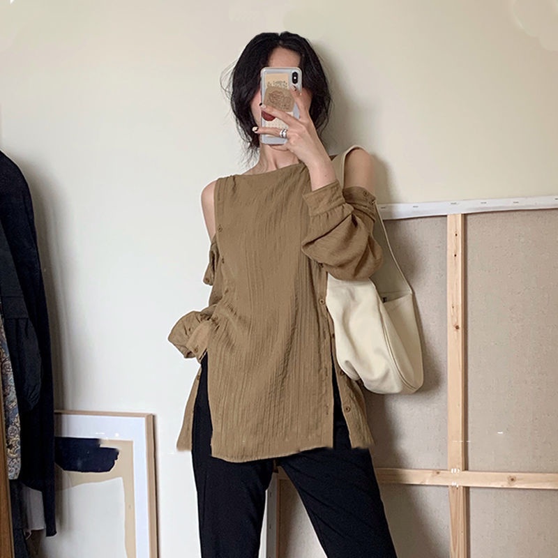 Áo Kiểu Trễ Vai Phong Cách Retro Pháp Thời Trang Mùa Hè 2022 Mới