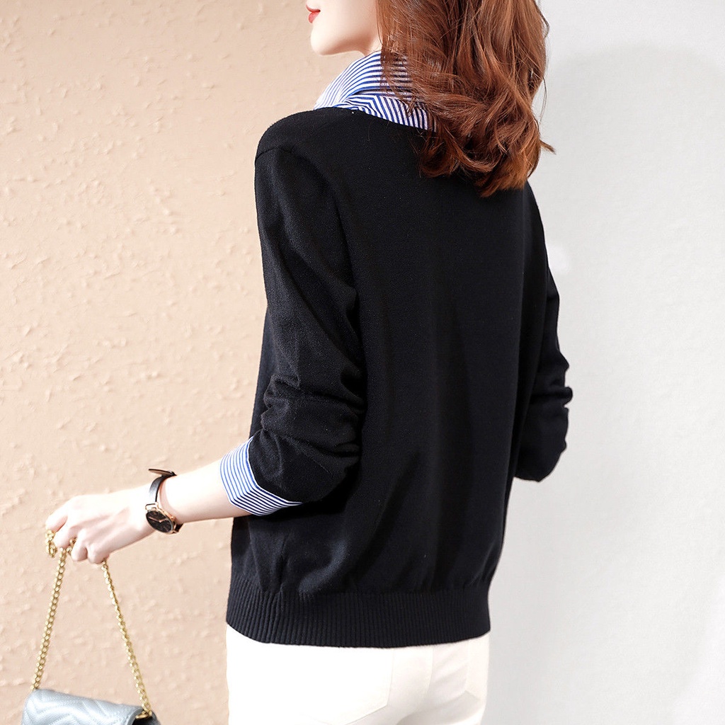 Áo Sơ Mi Tay Dài Cổ Bẻ Họa Tiết Kẻ Sọc Thời Trang Xuân Thu Hàng Mới Dành Cho Bạn Nữ