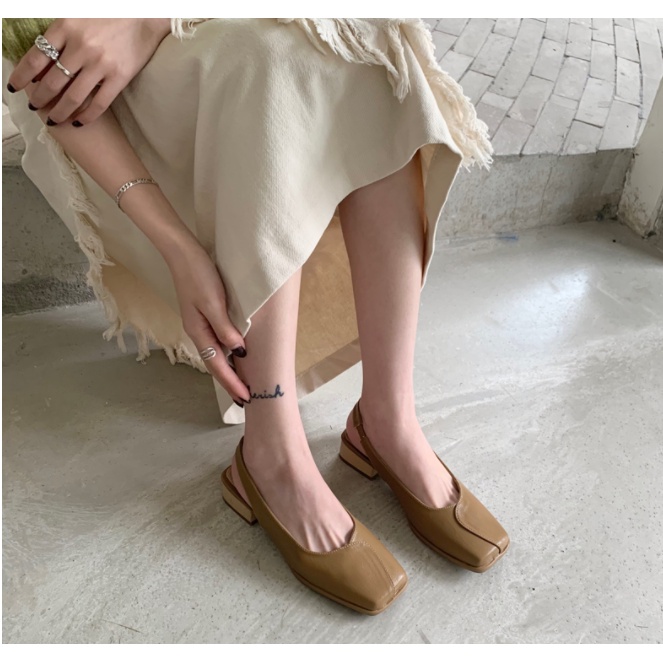 Giày Sandal Gót Thấp Hở Ngón Gót Dày Thời Trang Pháp Cho Nữ 2022